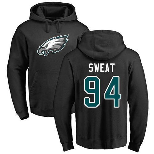 Men Philadelphia Eagles #94 Josh Sweat Black Name and Number Logo NFL Pullover Hoodie Sweatshirts->philadelphia eagles->NFL Jersey